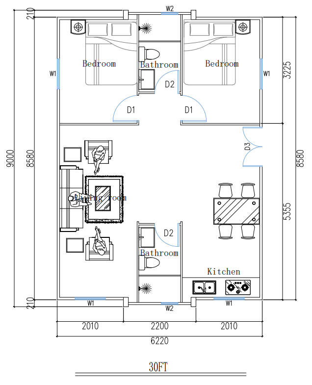 One Bedroom & one Bathroom