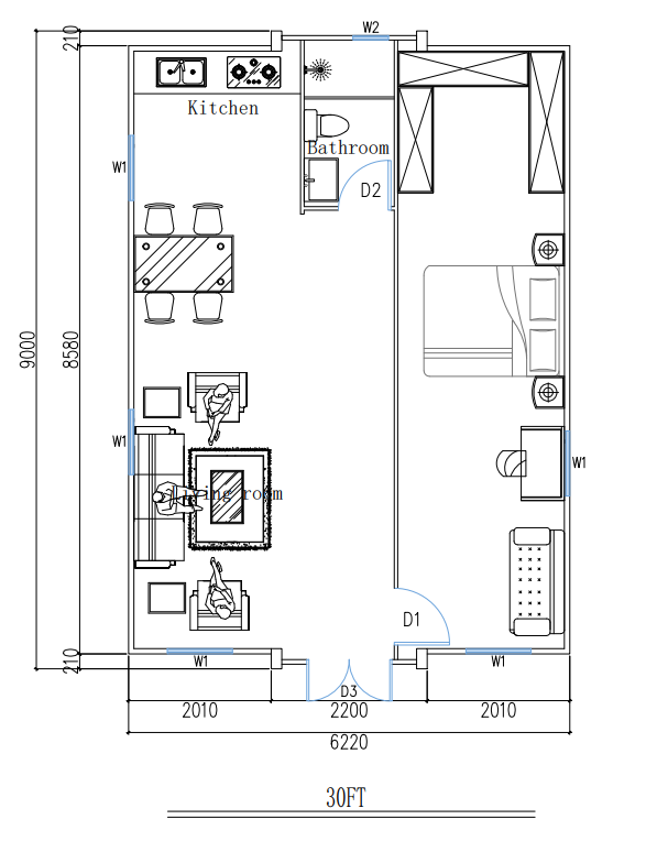 One Bedroom & one Bathroom