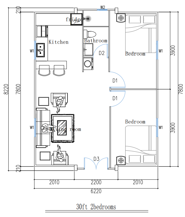 One Bedroom & one Bathroom