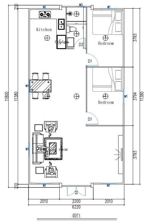 One Bedroom & one Bathroom